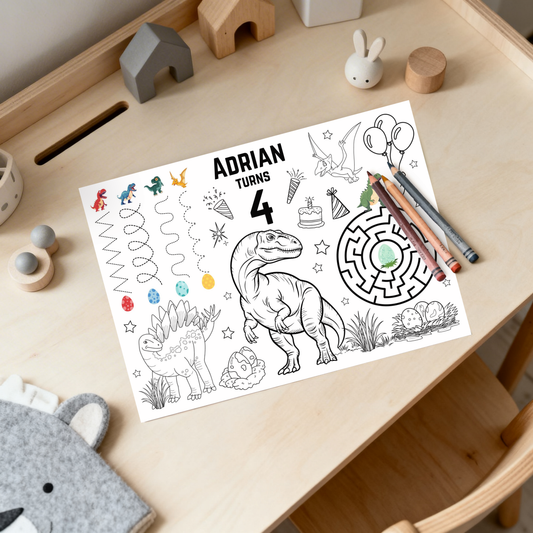 Editable Dinosaur Coloring Sheet - Digital Download