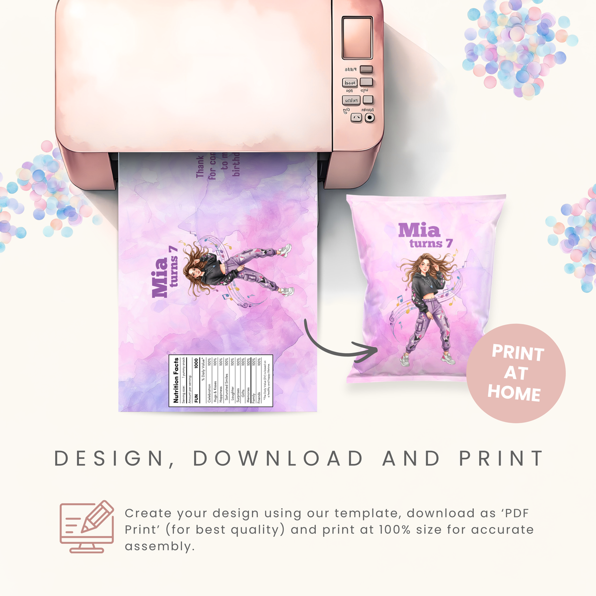 Editable Hip Hop Chip Bag Template - Digital Download