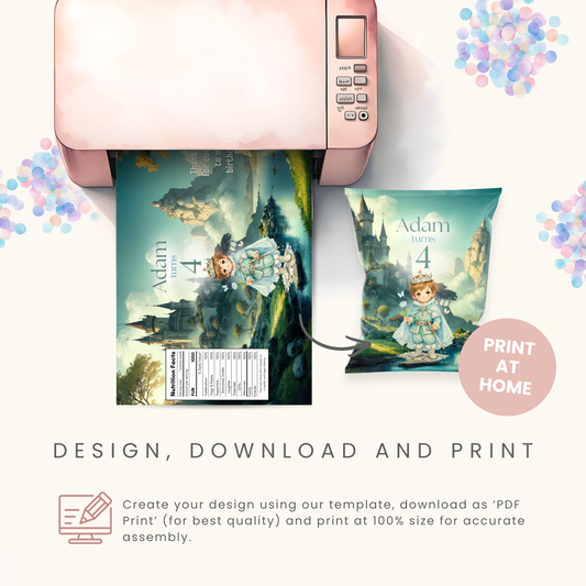 Editable Prince Chip Bag Template - Digital Download