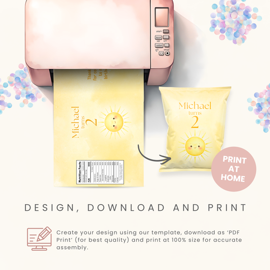 Editable Sunshine Chip Bag Template - Digital Download