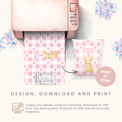Editable Bunny Chip Bag Template - Digital Download
