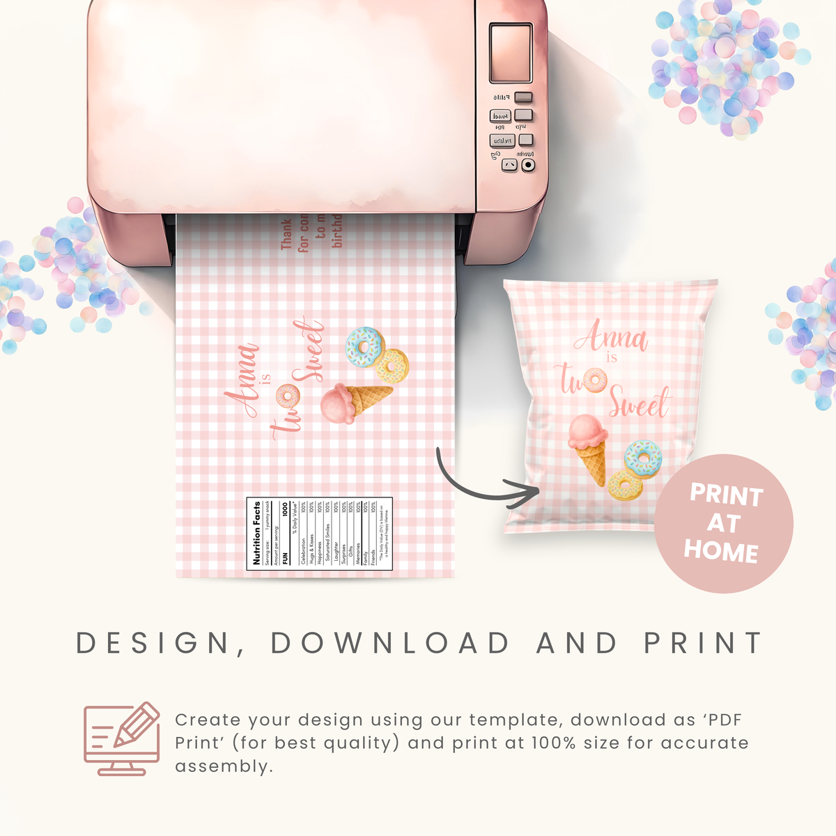 Editable Candyland Chip Bag Template - Digital Download