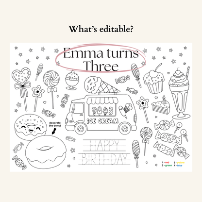 Editable Candyland Coloring Sheet - Digital Download