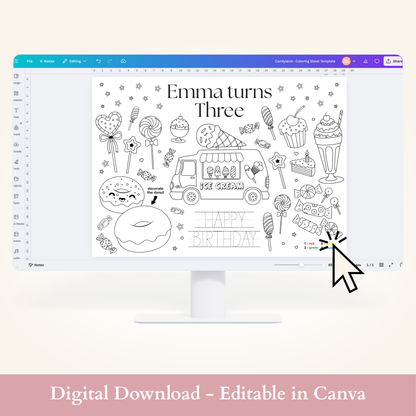 Editable Candyland Coloring Sheet - Digital Download