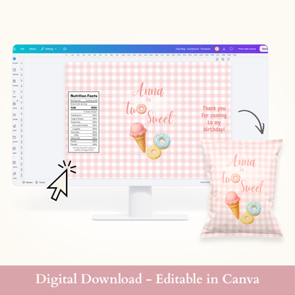 Editable Candyland Chip Bag Template - Digital Download
