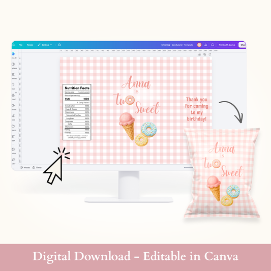 Editable Candyland Chip Bag Template - Digital Download