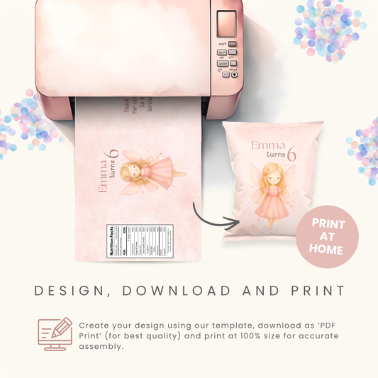 Editable Fairy Chip Bag Template - Digital Download