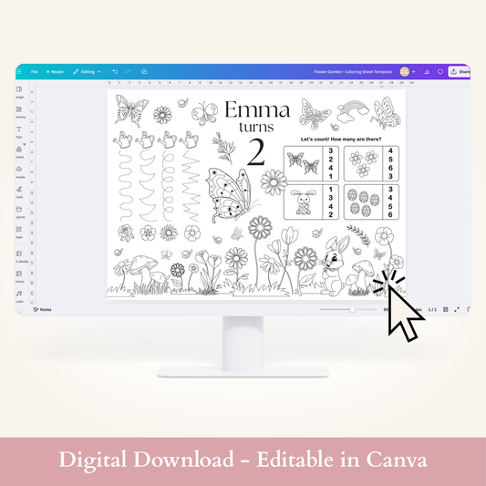 Editable Flower Garden Coloring Sheet - Digital Download