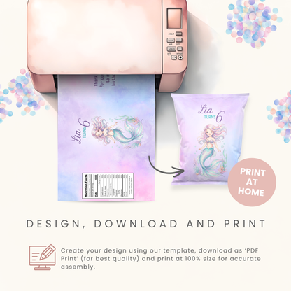 Editable Mermaid Chip Bag Template - Digital Download