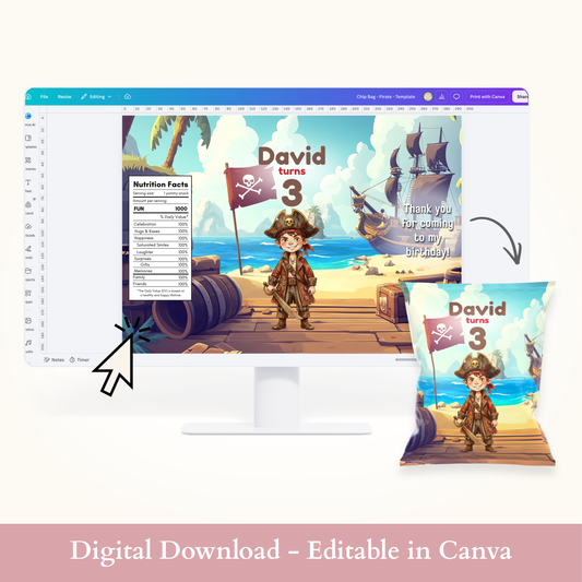Editable Pirate Chip Bag Template - Digital Download