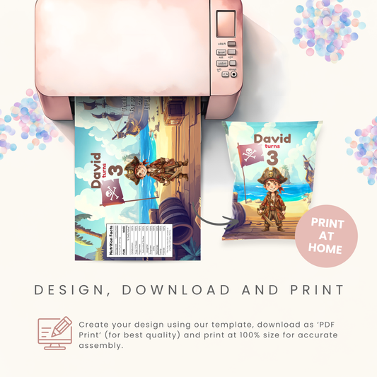 Editable Pirate Chip Bag Template - Digital Download