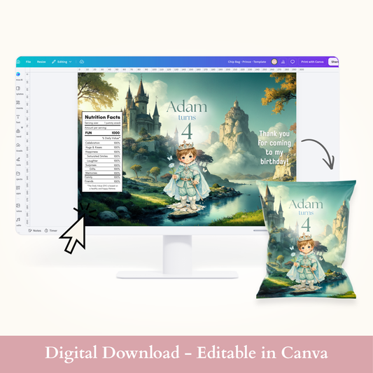 Editable Prince Chip Bag Template - Digital Download