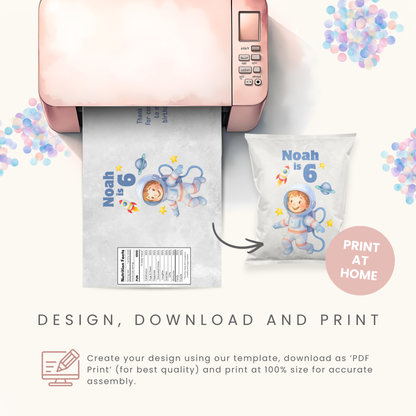 Editable Space Chip Bag Template - Digital Download