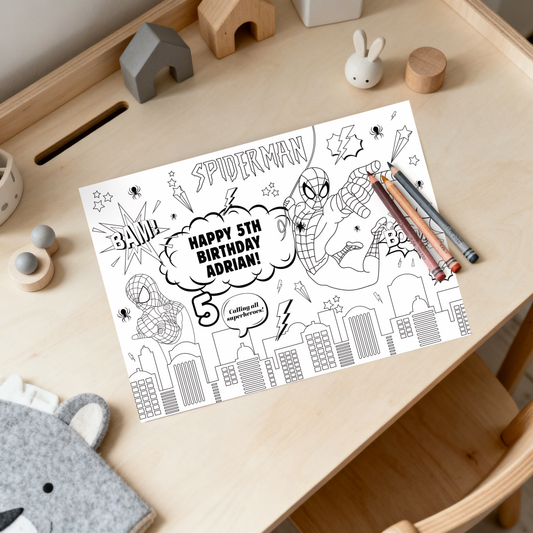 Editable Spiderman Coloring Sheet - Digital Download