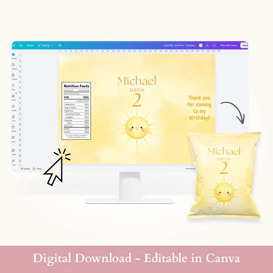Editable Sunshine Chip Bag Template - Digital Download